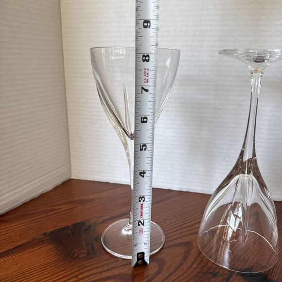 Set Of 3 Crystal Wine Glasses Modern Lines - Picture 6 of 7